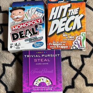 Hasbro - 3 card games bundle - Monopoly deal + Hit the deck + Trivial Pursuit